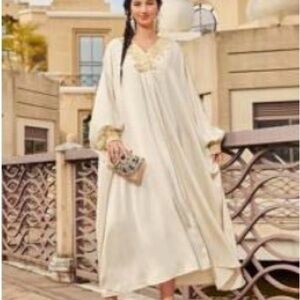 Elegant Cream Kaftan Dress